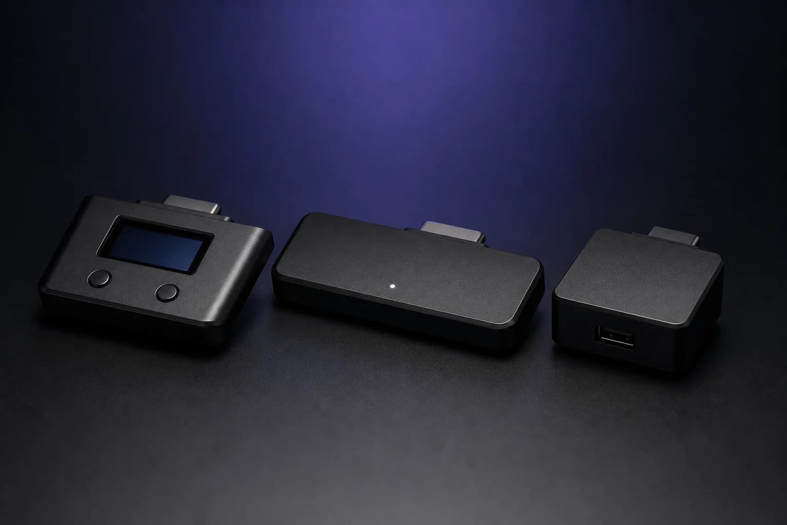 Three controller adapters side by side